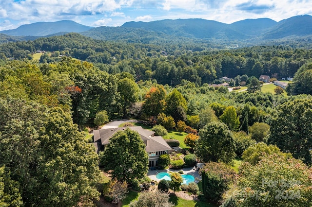 aerial view with a mountain view