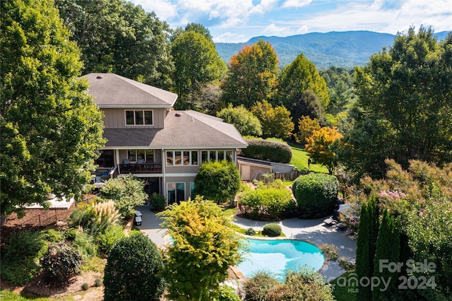 aerial view with a mountain view