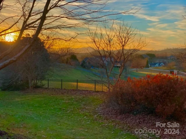 view of yard at dusk