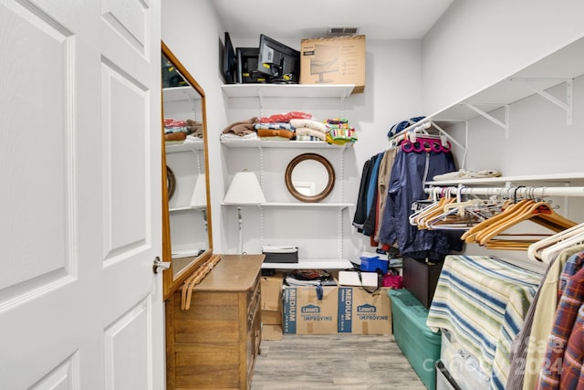 spacious closet with light wood-type flooring