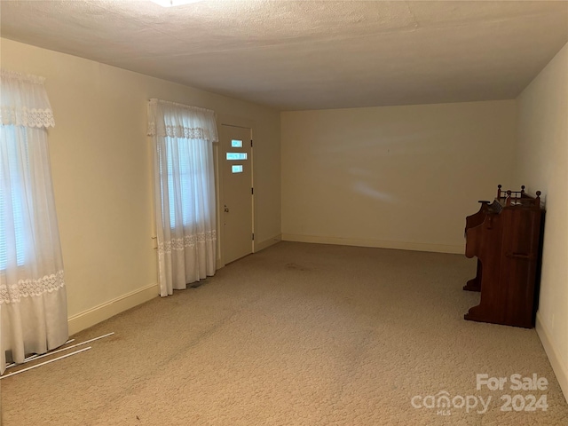 carpeted spare room featuring a textured ceiling