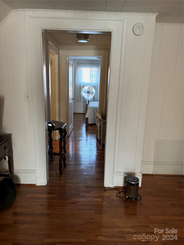 hall featuring dark wood-type flooring