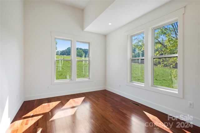 empty room featuring dark hardwood / wood-style floors