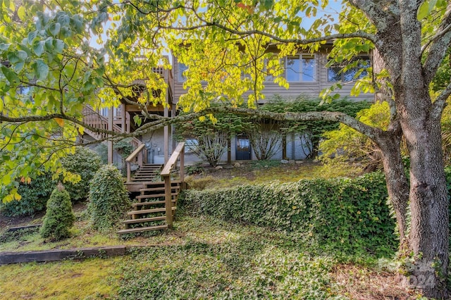 exterior space featuring a wooden deck