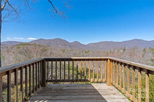 deck featuring a mountain view