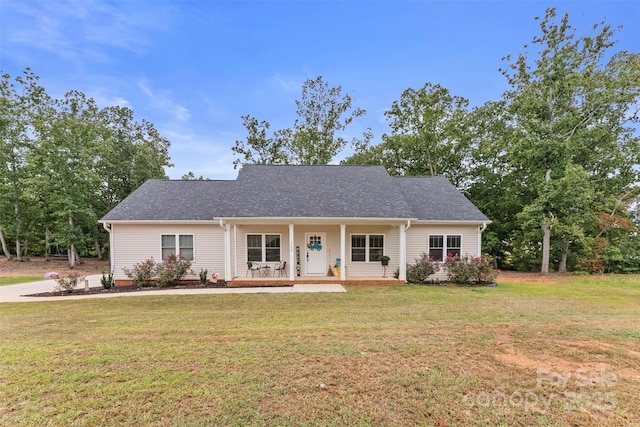 view of front of house featuring a front yard and a porch