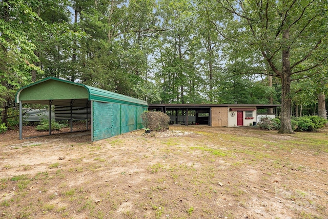 exterior space featuring a carport