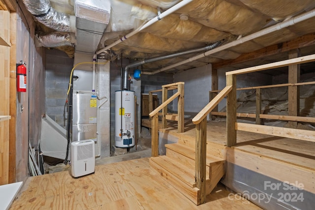 basement with gas water heater