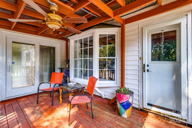 deck featuring ceiling fan