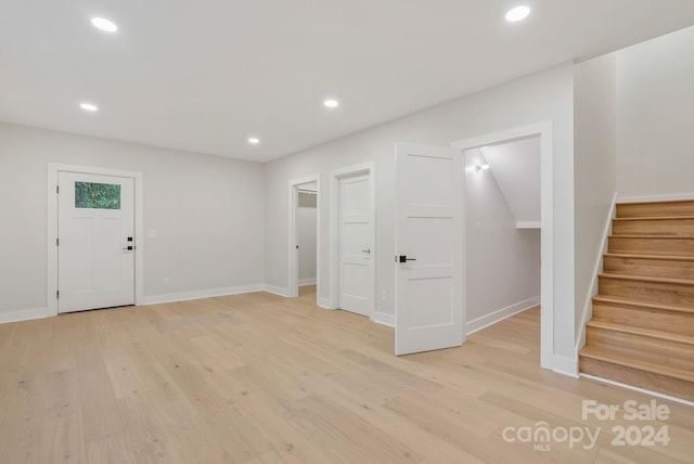 interior space with light hardwood / wood-style flooring