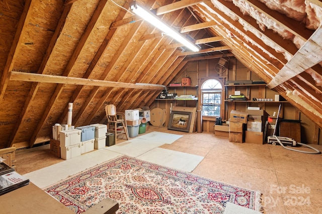 view of unfinished attic