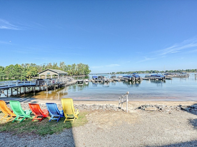 view of dock featuring a water view