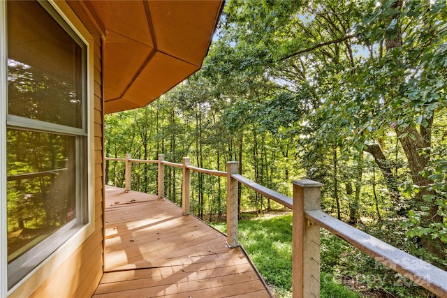 wooden balcony with a deck