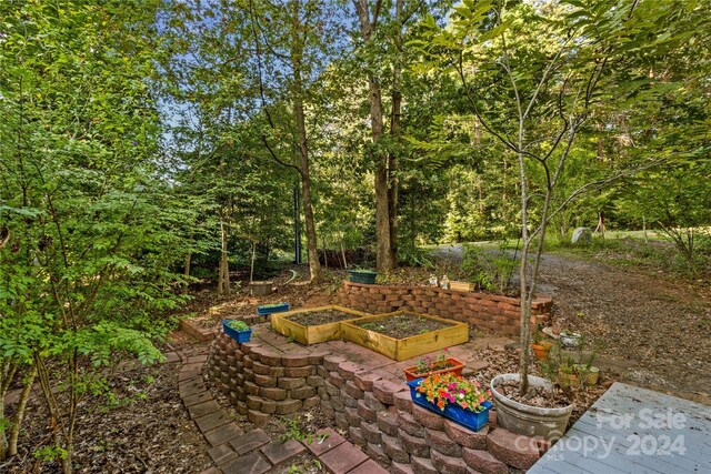 view of patio / terrace featuring a garden