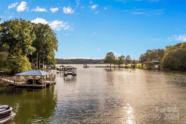 property view of water featuring a dock