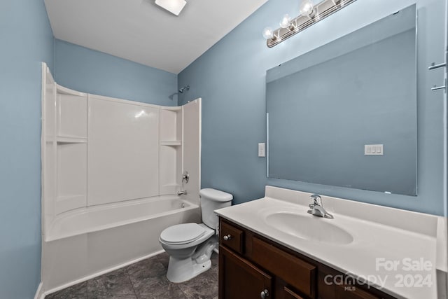 full bathroom featuring vanity, toilet, shower / bathtub combination, and tile patterned floors