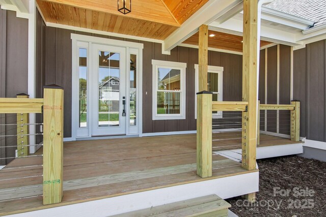 40 Haywood Park Dr, Hendersonville, NC 28791 - doorway to property with board and batten siding