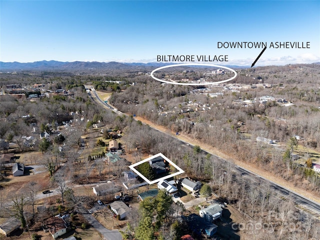 aerial view featuring a mountain view