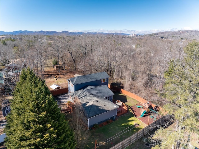 drone / aerial view with a mountain view