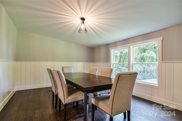 dining area with dark wood-type flooring