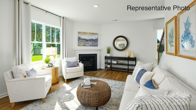 living room with hardwood / wood-style floors