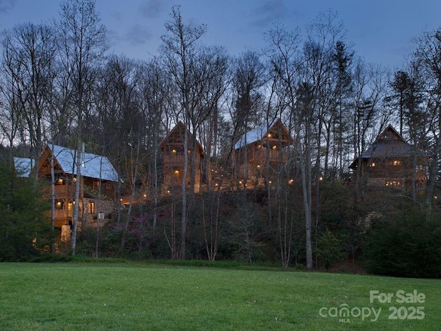 view of yard at dusk