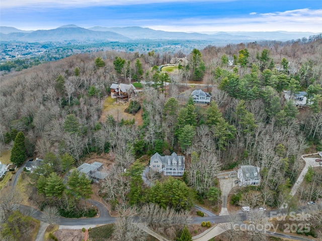 aerial view with a mountain view