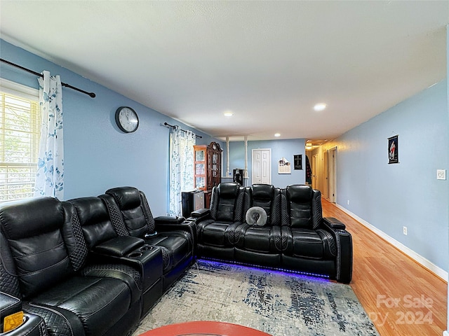 living room with hardwood / wood-style floors