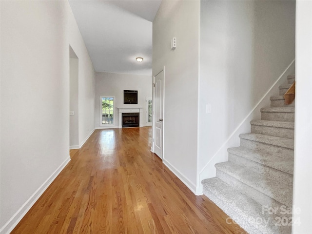 hall featuring light hardwood / wood-style floors