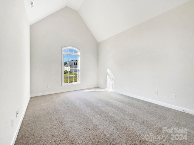 interior space with high vaulted ceiling