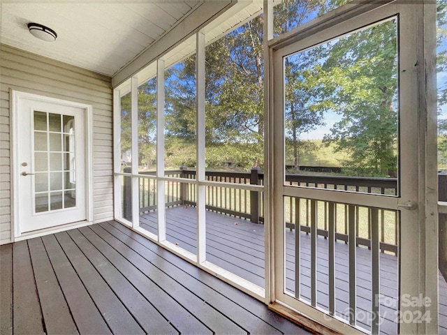 view of unfurnished sunroom