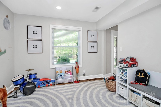 recreation room featuring hardwood / wood-style floors