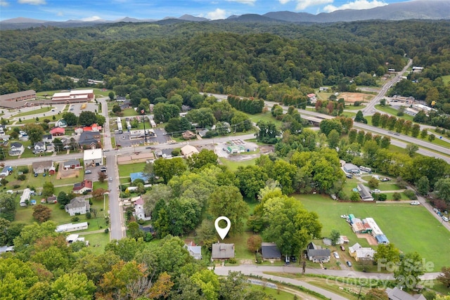 aerial view with a mountain view