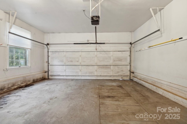 garage with a garage door opener