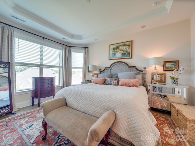 bedroom featuring a tray ceiling