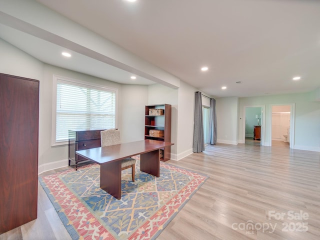 home office featuring light wood-type flooring