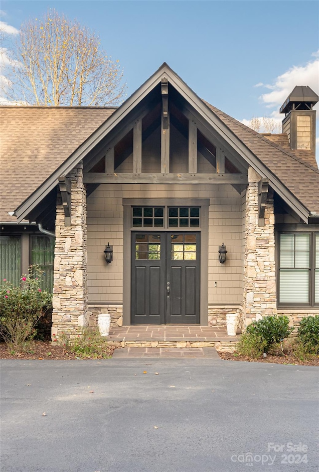 property entrance with french doors