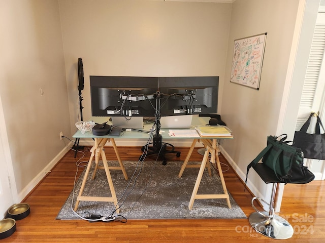 office area featuring wood-type flooring