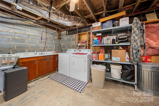 interior space with washing machine and dryer