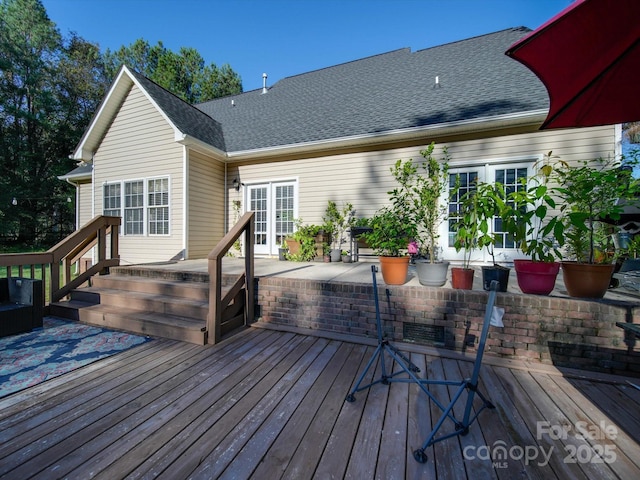 wooden deck with french doors