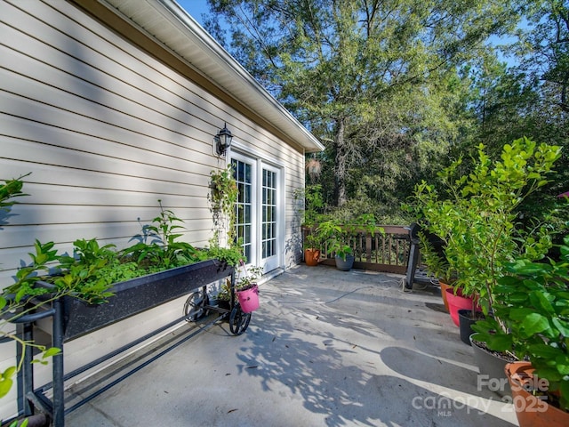 view of patio / terrace featuring french doors