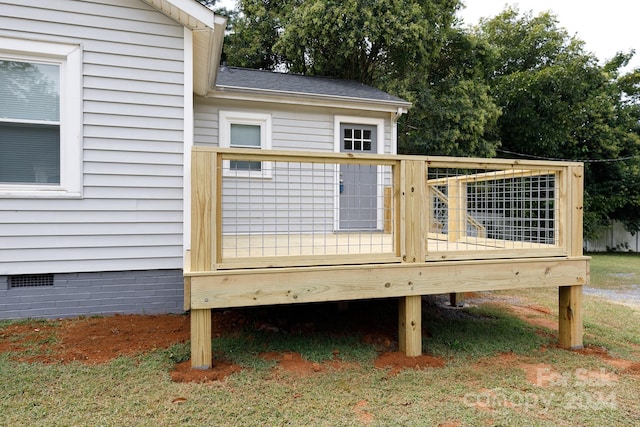 deck with a yard