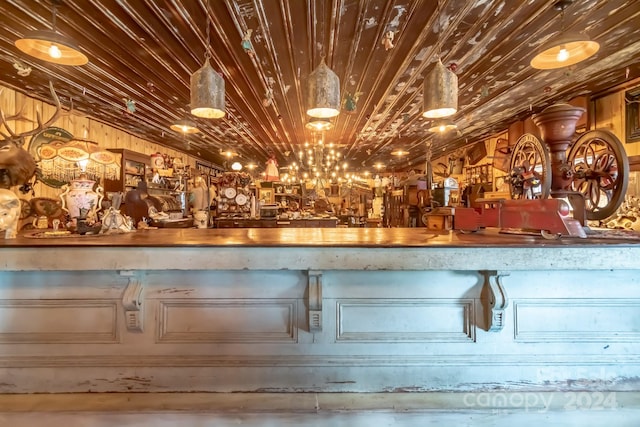 interior space with wood walls