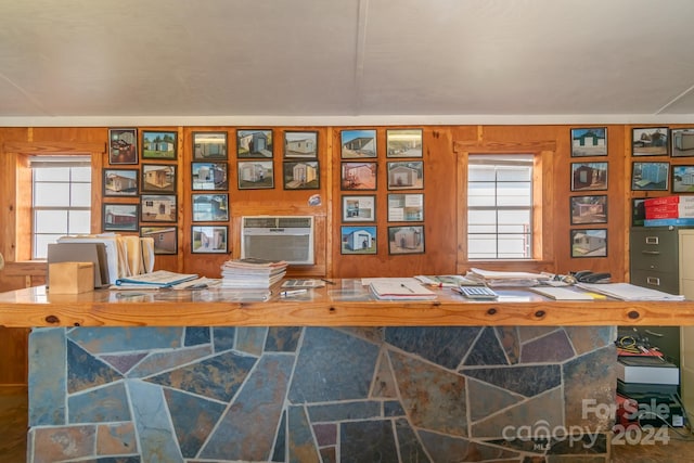 interior space with wood walls