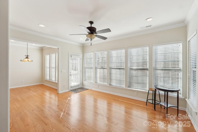 interior space featuring ceiling fan