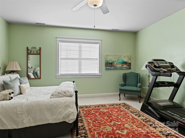 bedroom with carpet and ceiling fan