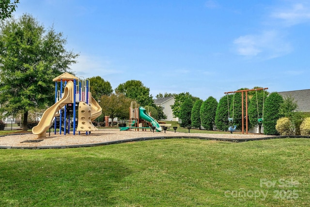 view of playground with a yard