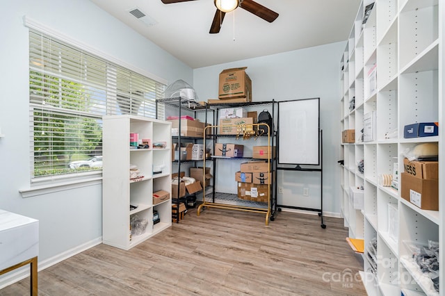 storage with ceiling fan