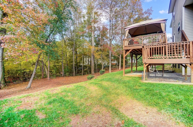 view of yard featuring a deck