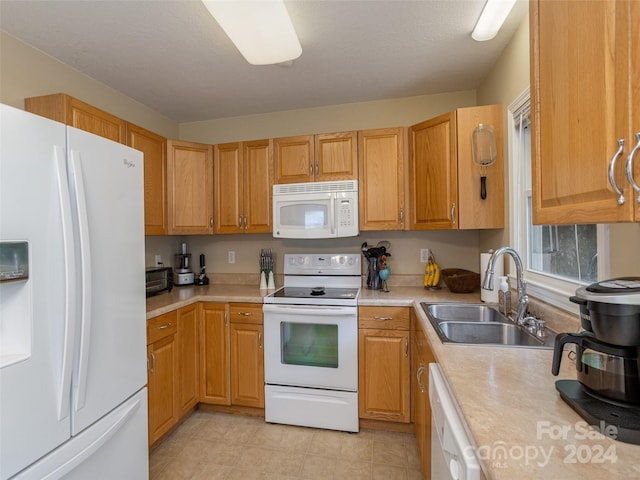 kitchen with white appliances and sink